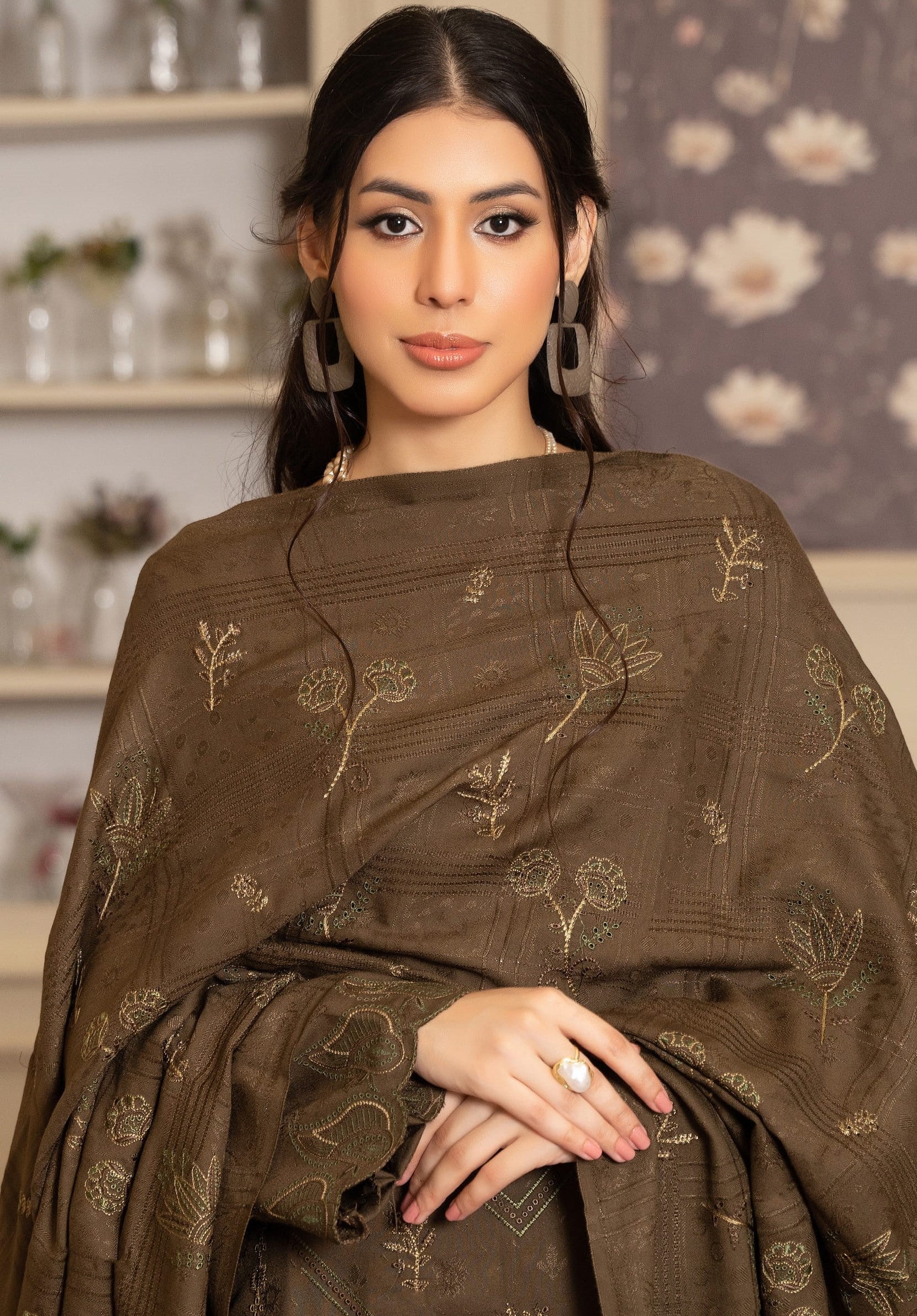 NOORAIN-3 Piece Embroidered Slub Sweet Peach (Unstitched)