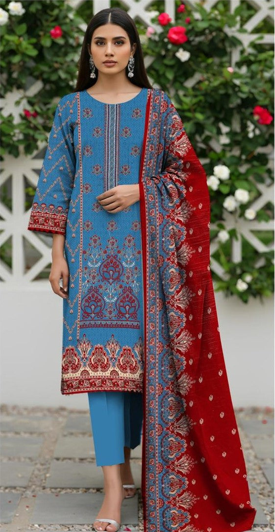 SERAN-3 Piece Embroidered khaddar (Unstitched)