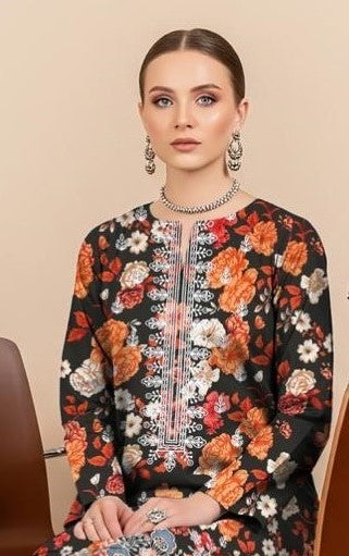 AIMAN-3 Piece Embroidered khaddar (Unstitched)