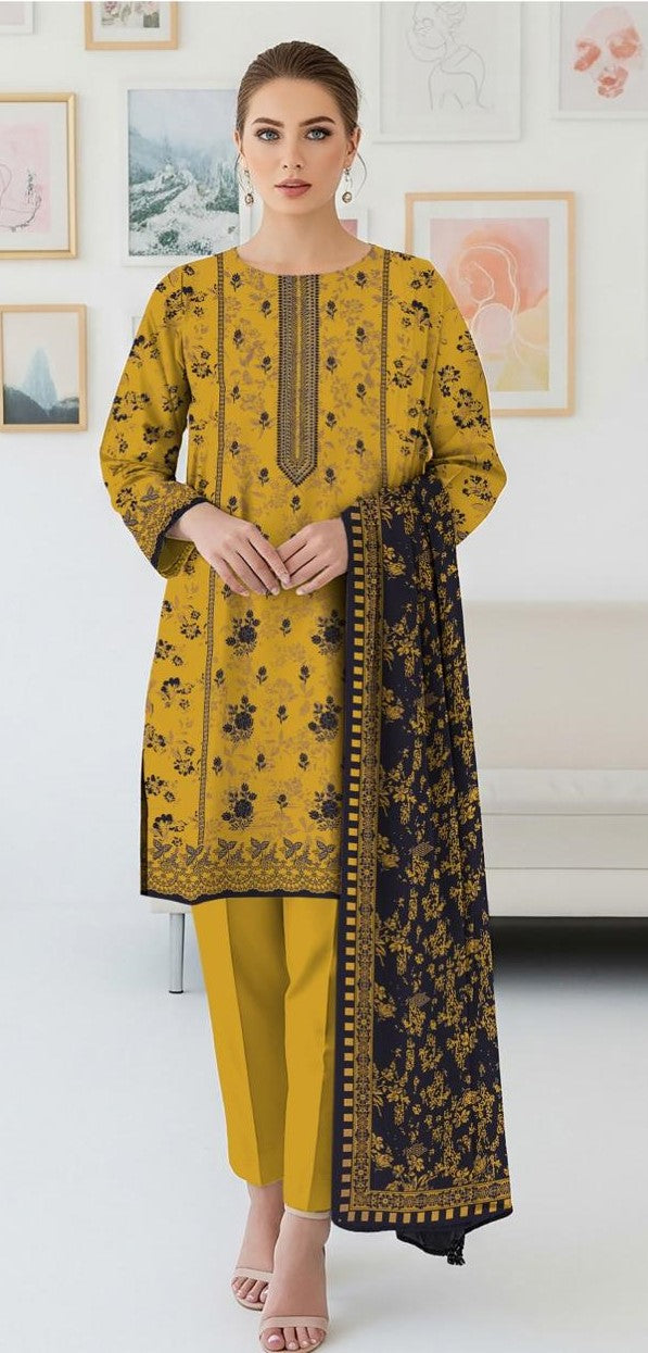 IRIS -3 Piece Embroidered linen (Unstitched)