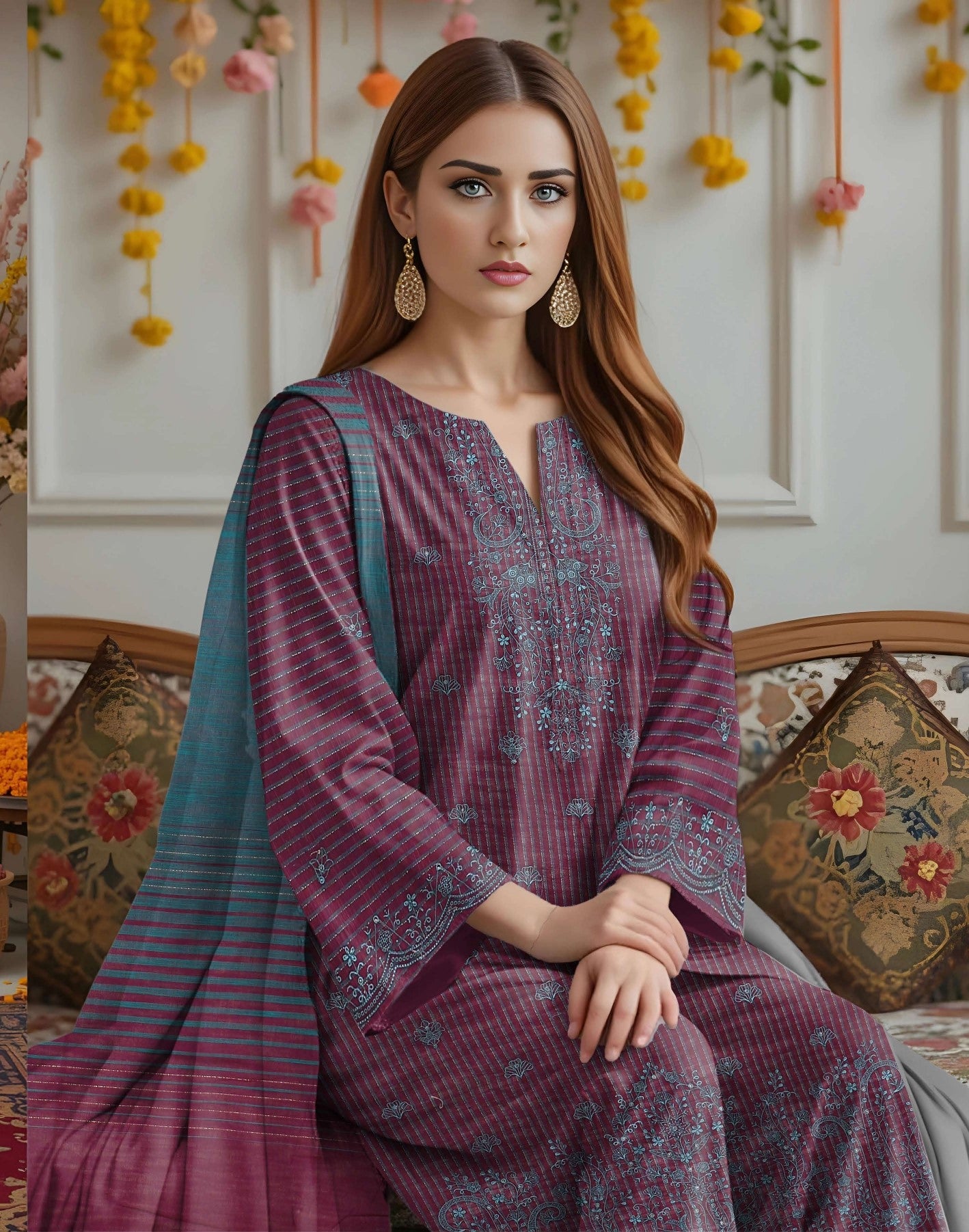 ZEENARA-3 Piece Khaddar Embroidered (Unstitched)