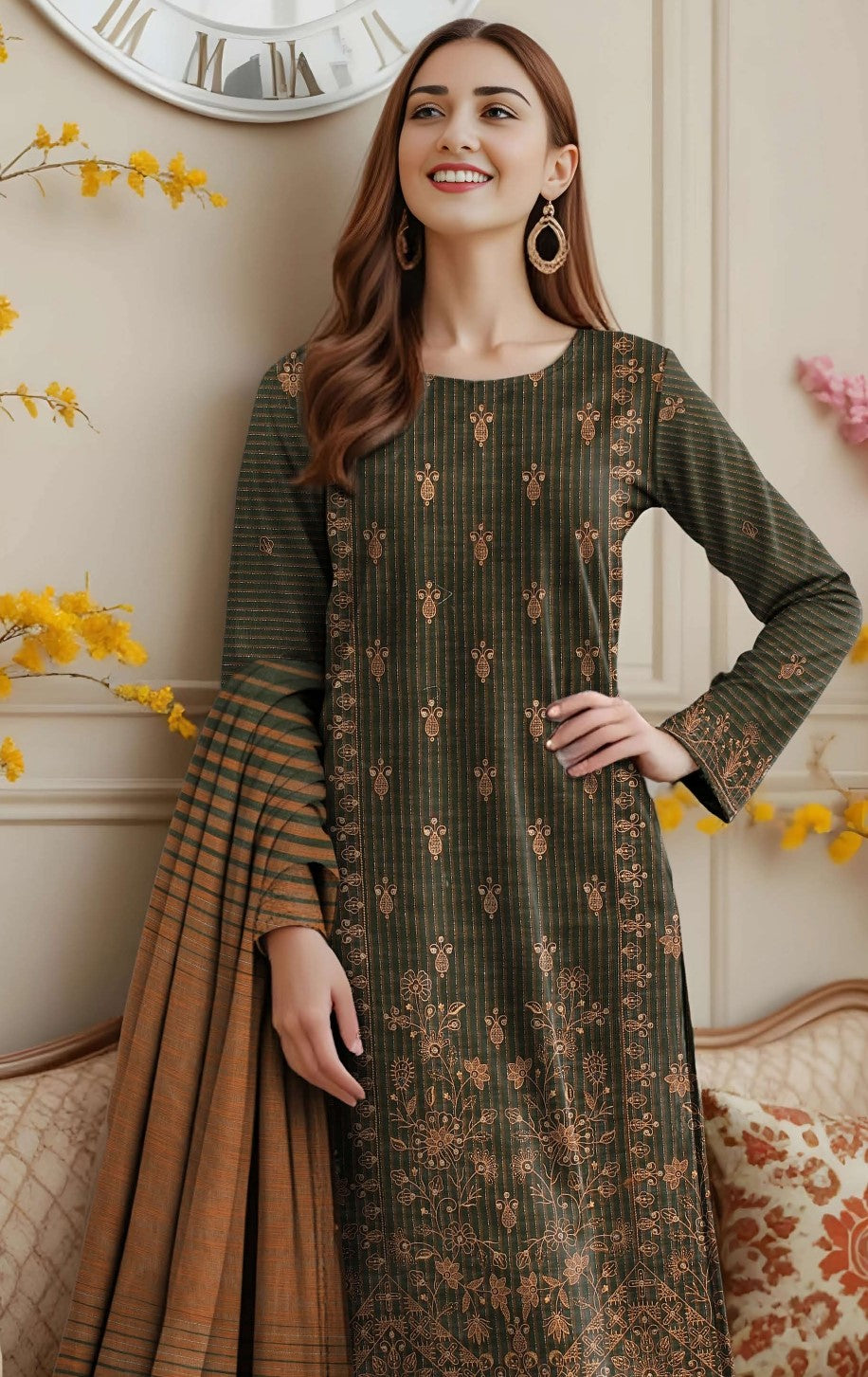 ZEENARA-3 Piece Khaddar Embroidered (Unstitched)