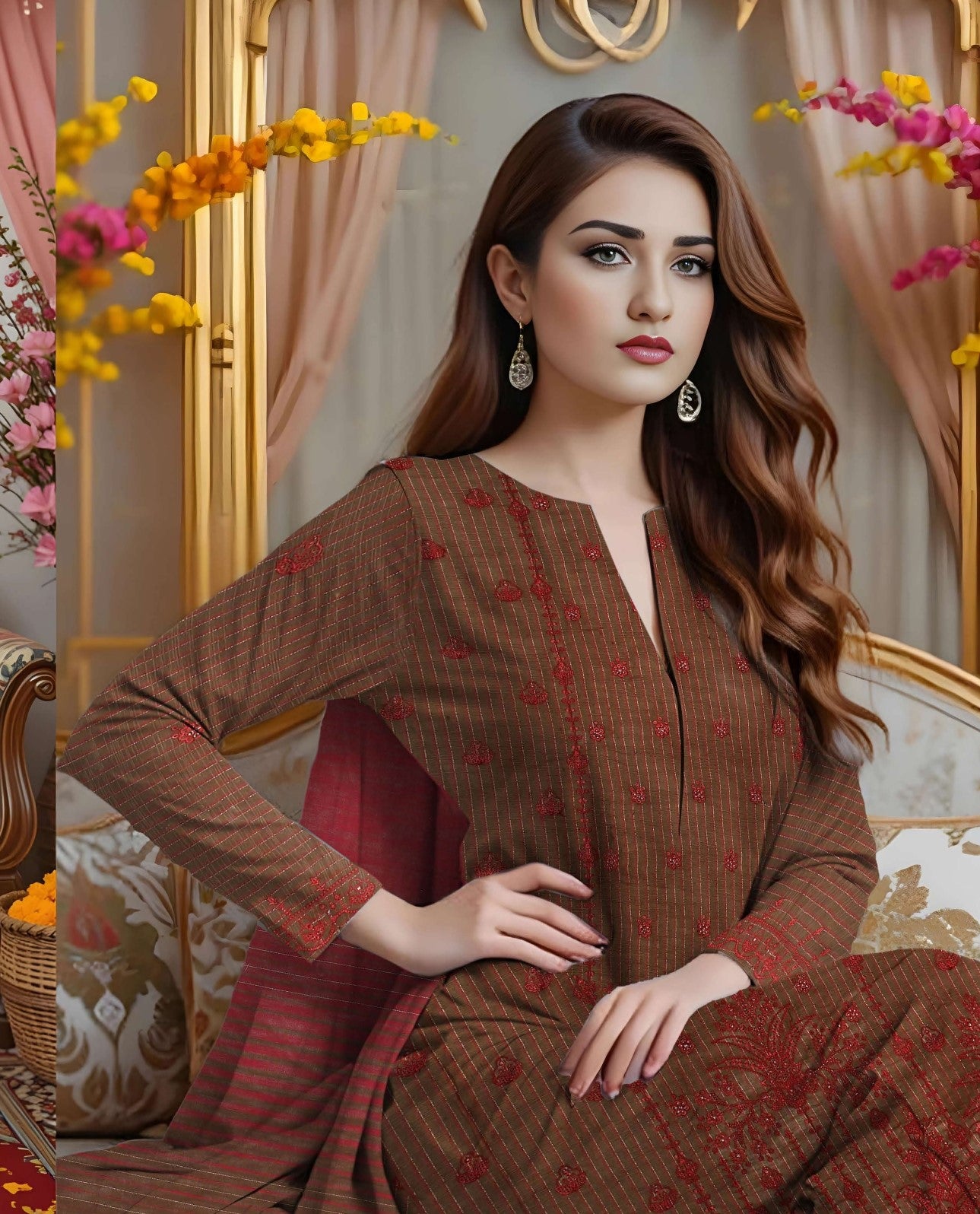 ZEENARA-3 Piece Khaddar Embroidered (Unstitched)