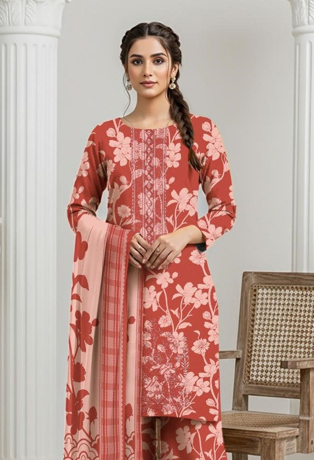 IZNIK -3 Piece Embroidered linen (Unstitched)