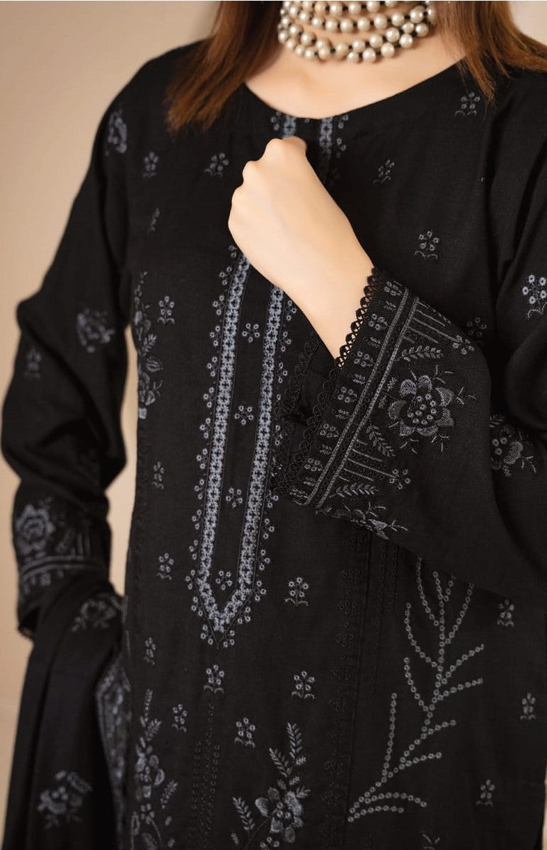 AANGAN-3 Piece Embroidered Self Slub Peach (Unstitched)