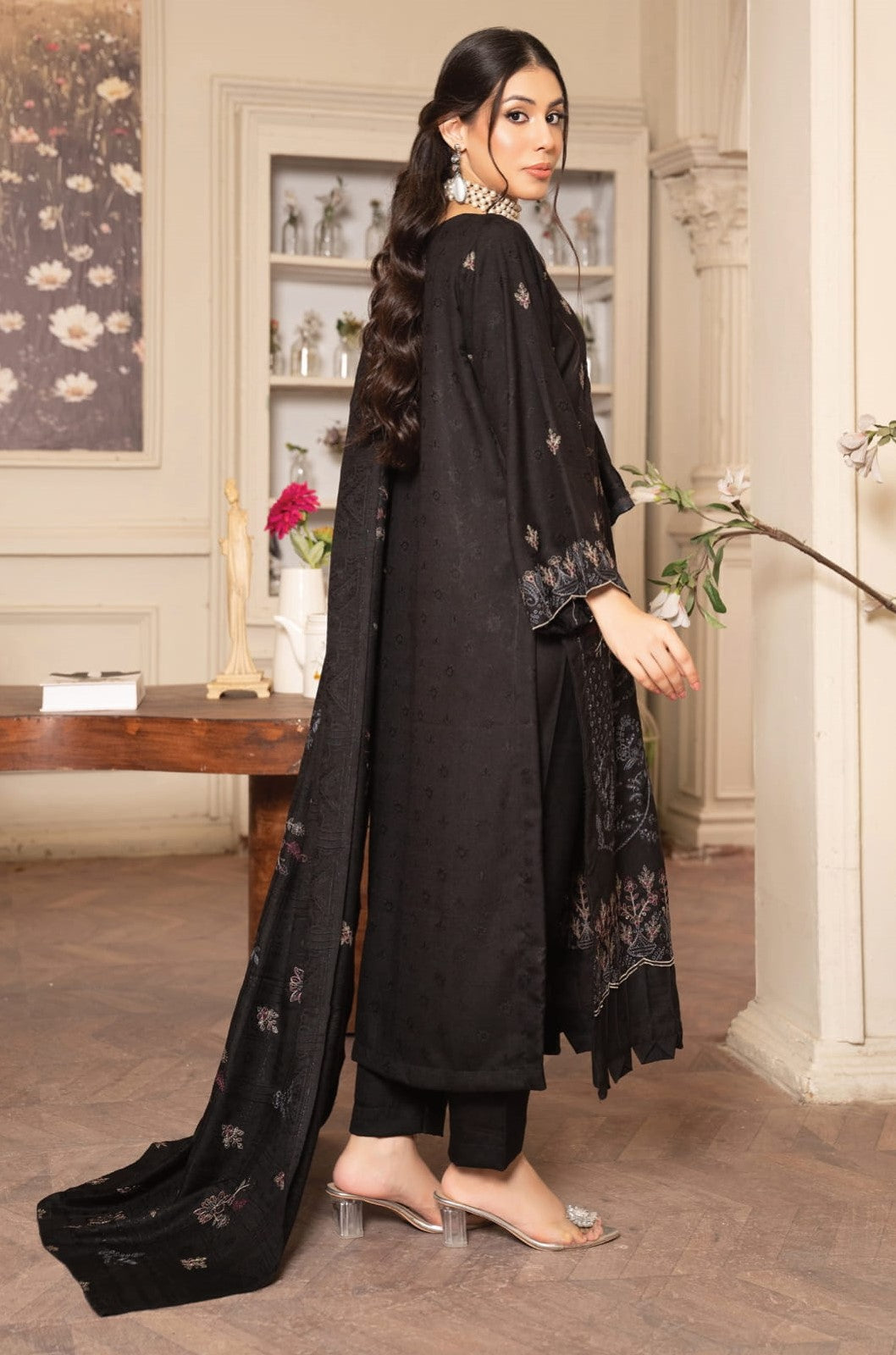 NOORAIN-3 Piece Embroidered Slub Sweet Peach (Unstitched)