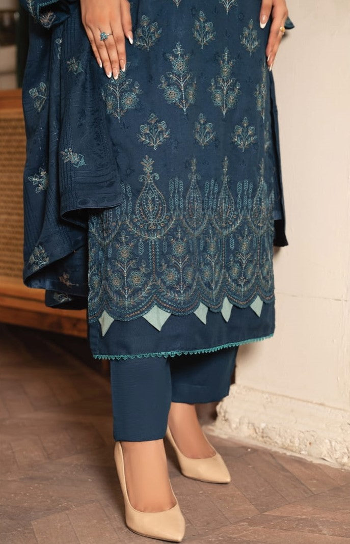 NOORAIN-3 Piece Embroidered Slub Sweet Peach (Unstitched)