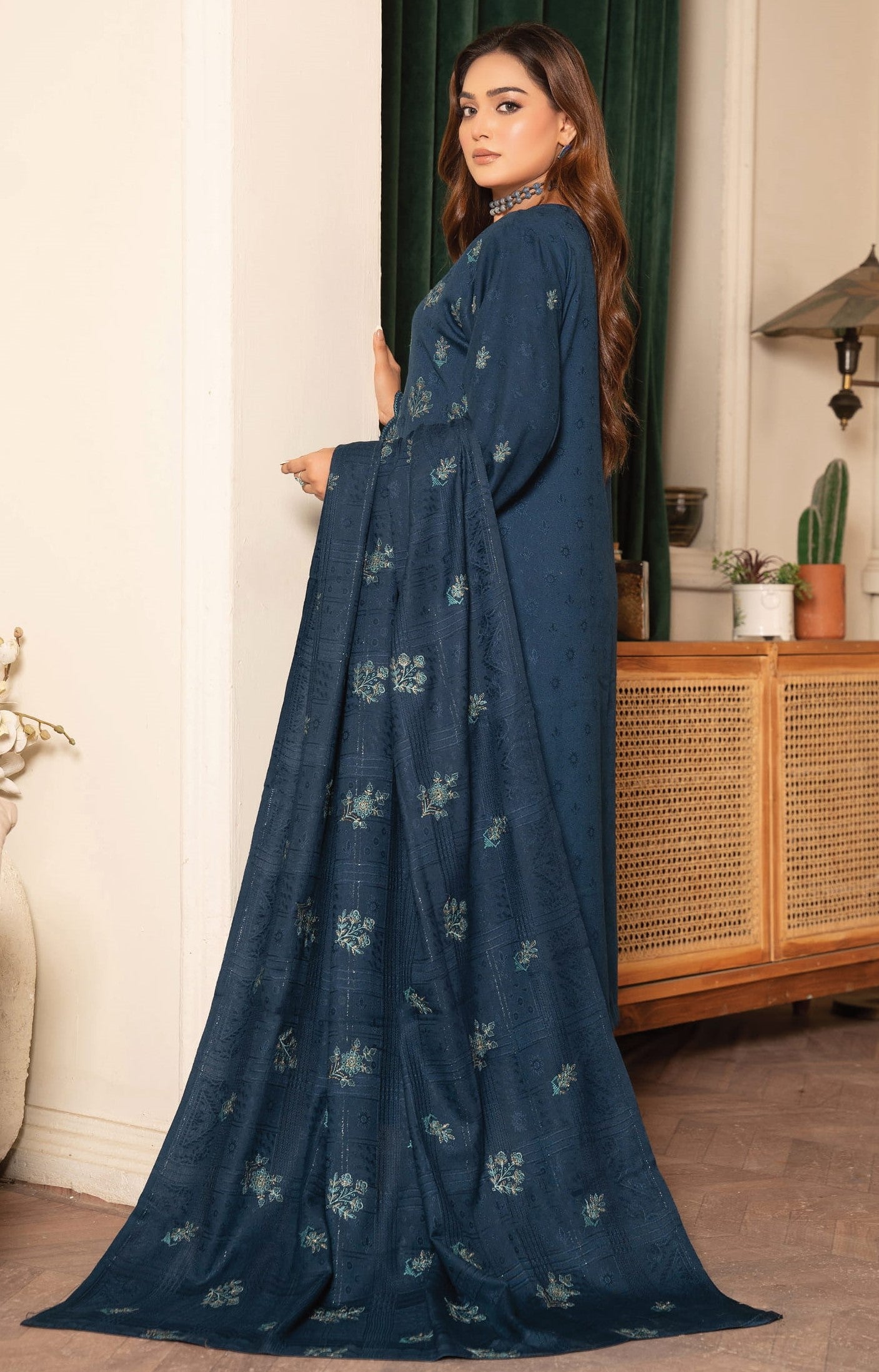 NOORAIN-3 Piece Embroidered Slub Sweet Peach (Unstitched)