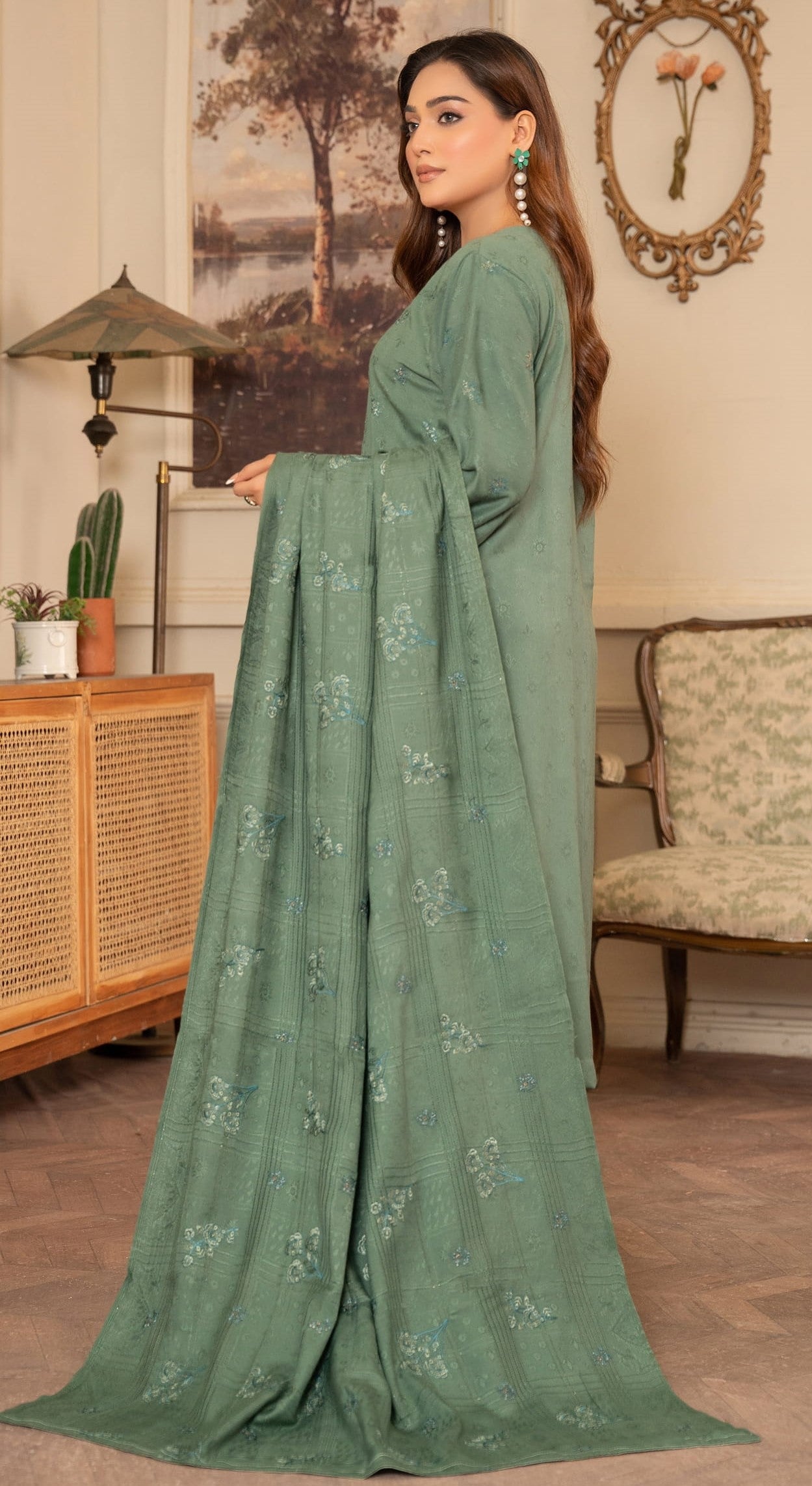 NOORAIN-3 Piece Embroidered Slub Sweet Peach (Unstitched)