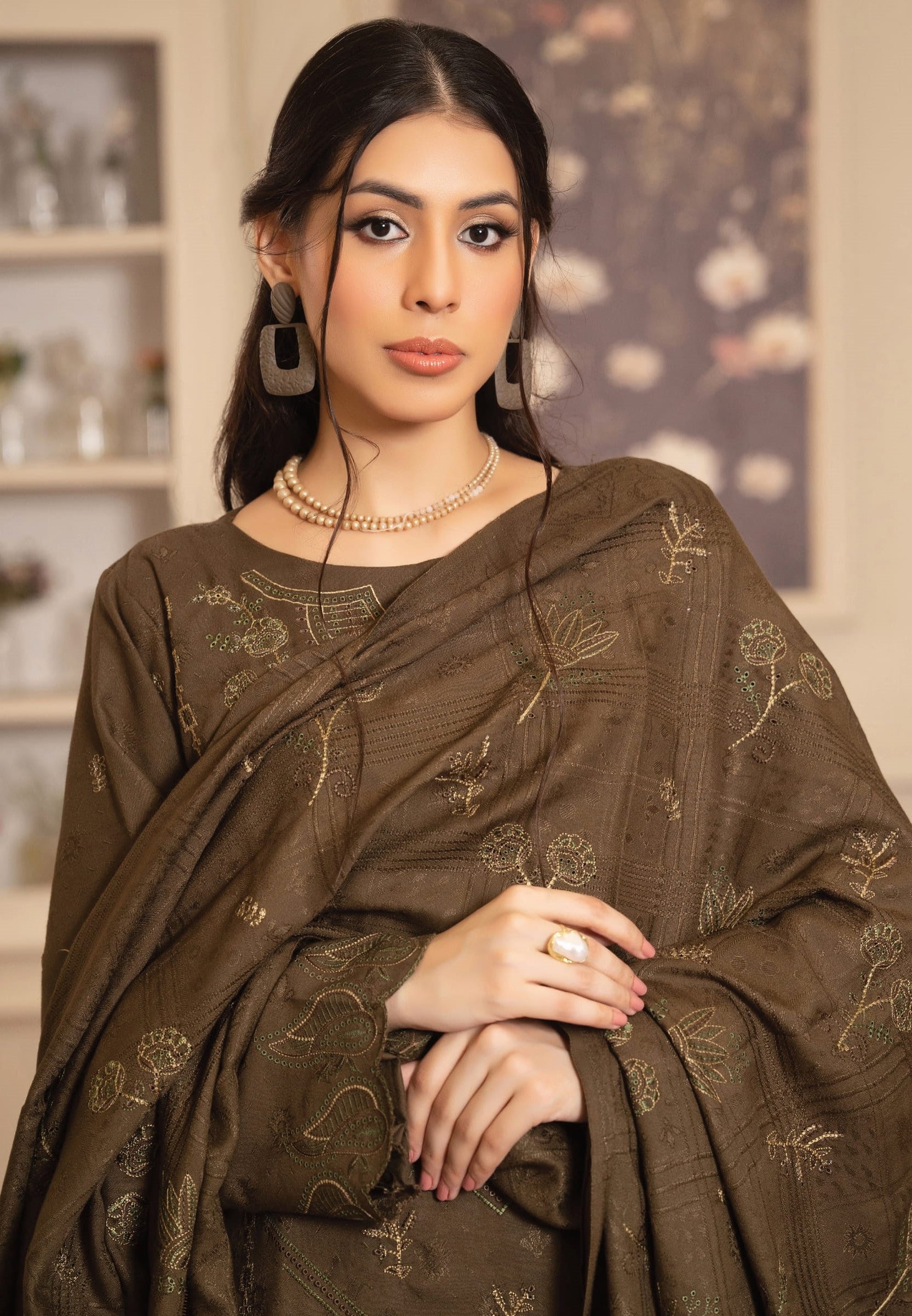 NOORAIN-3 Piece Embroidered Slub Sweet Peach (Unstitched)