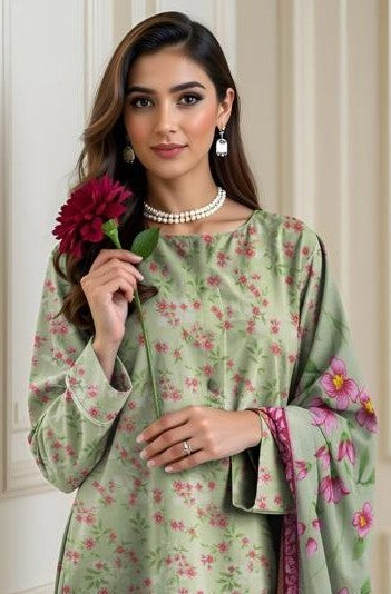 AYZEL-3 Piece Embroidered Dhanak (Unstitched)