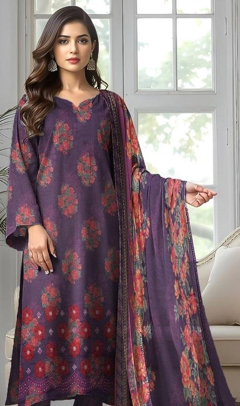 AYZEL-3 Piece Embroidered Dhanak (Unstitched)