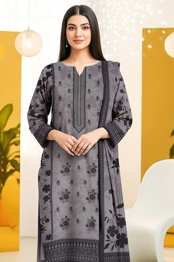ASFA NABEEL-3 Piece Embroidered Dhanak (Unstitched)