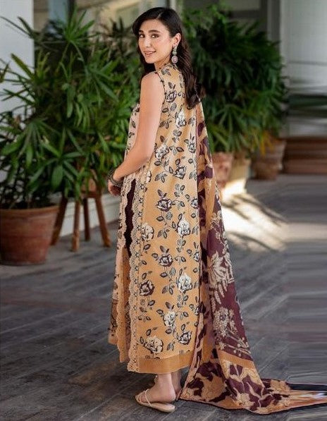 ASFA NABEEL-3 Piece Embroidered Dhanak (Unstitched)