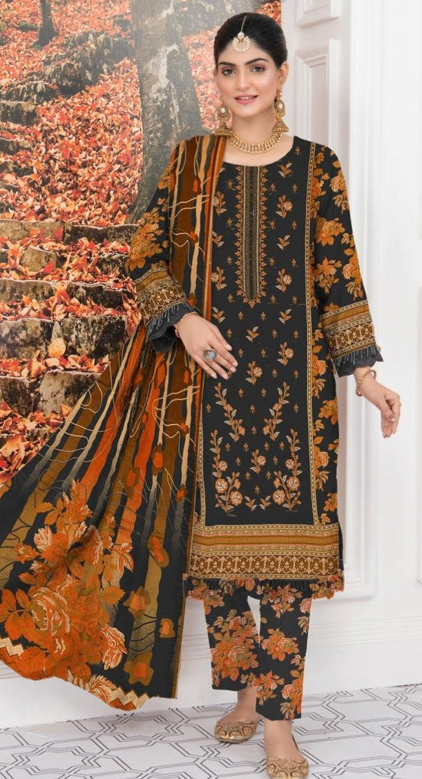 ZAINAB CHOTANI -3 Piece Embroidered linen (Unstitched)