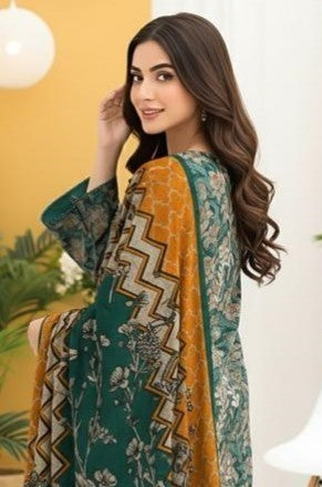 LIMELIGHT-3 Piece Embroidered Dhanak (Unstitched)