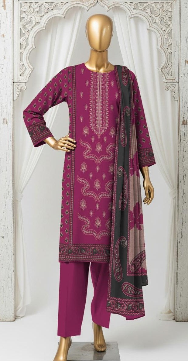 BIN SALEEM-3 Piece Embroidered Dhanak (Unstitched)
