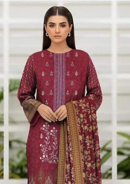 ZARA SHAHJAHAN-3 Piece Embroidered Dhanak (Unstitched)