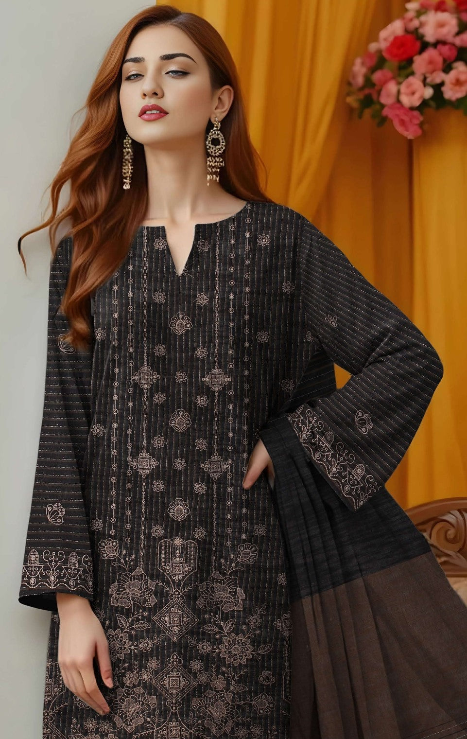 ZEENARA-3 Piece Khaddar Embroidered (Unstitched)