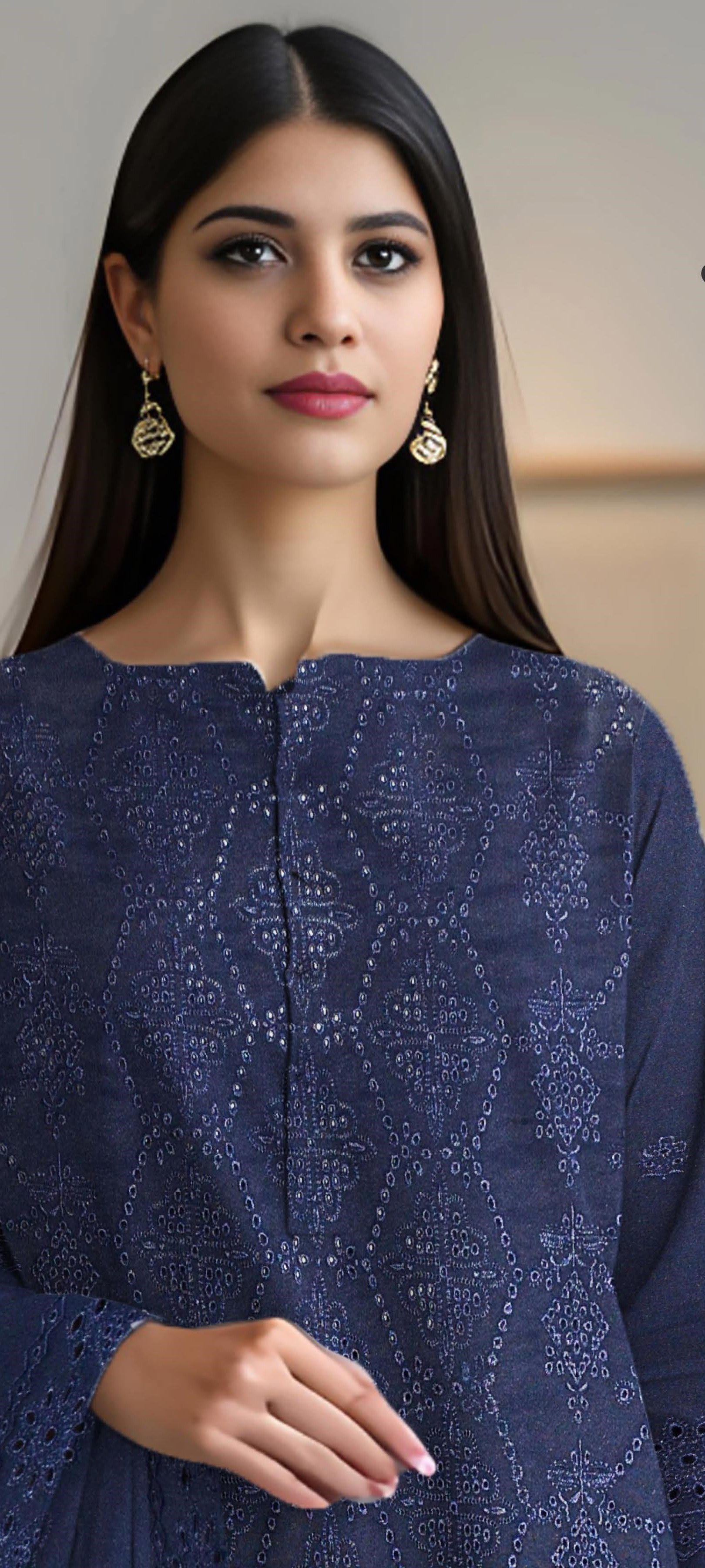 MAZRAN-3 Piece Dhanak Embroidered (Unstitched)