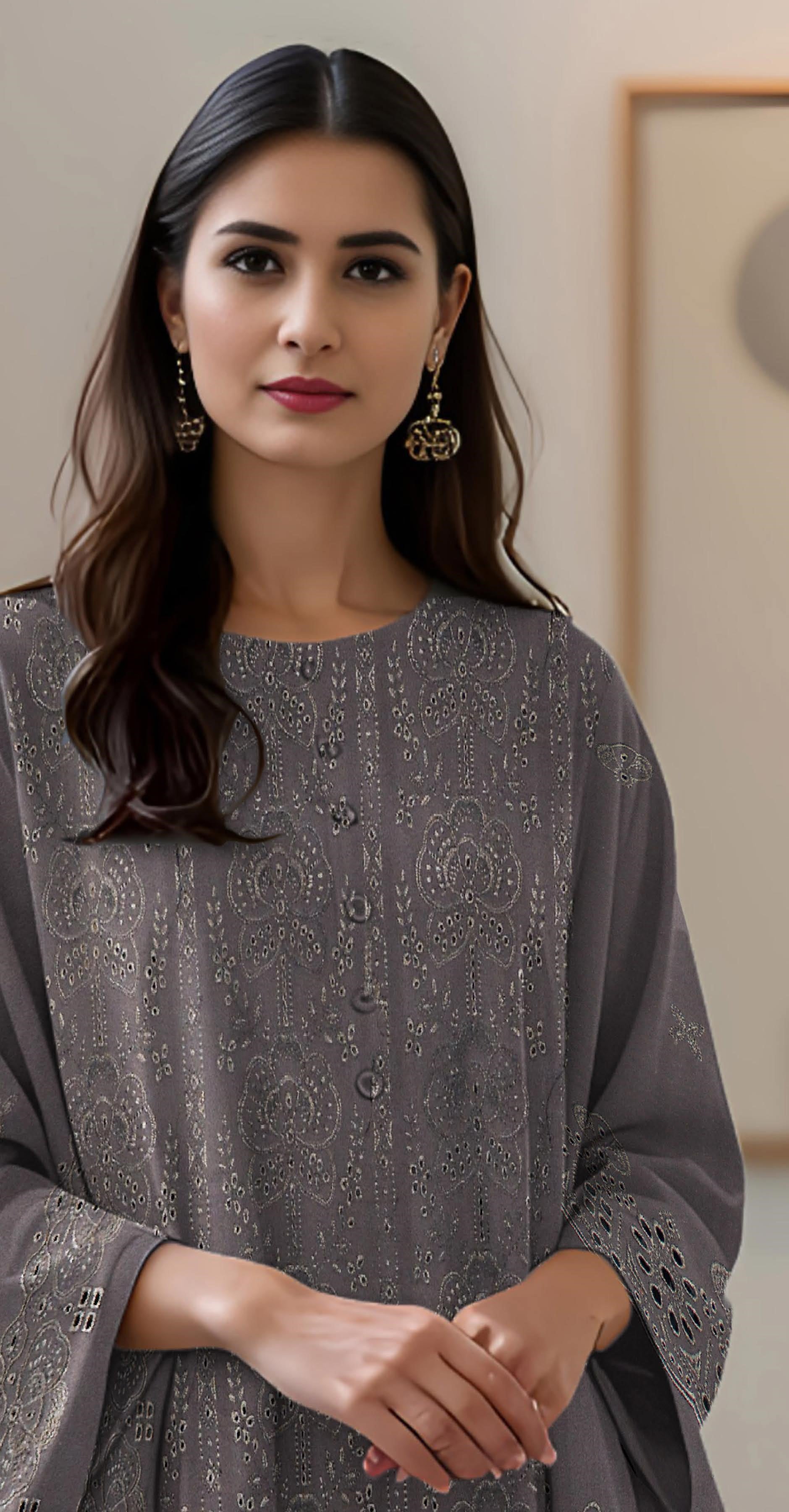 MAZRAN-3 Piece Dhanak Embroidered (Unstitched)