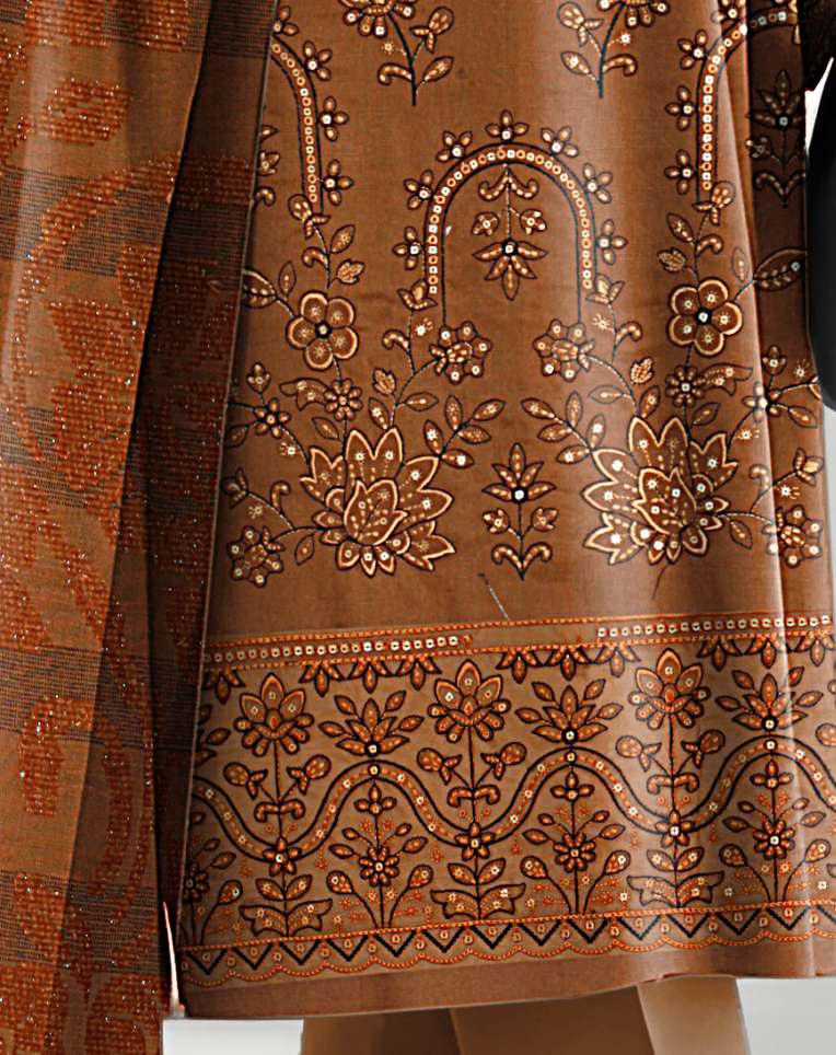 CHANDNI-3 Piece Fancy Dhanak Embroidered (Unstitched)