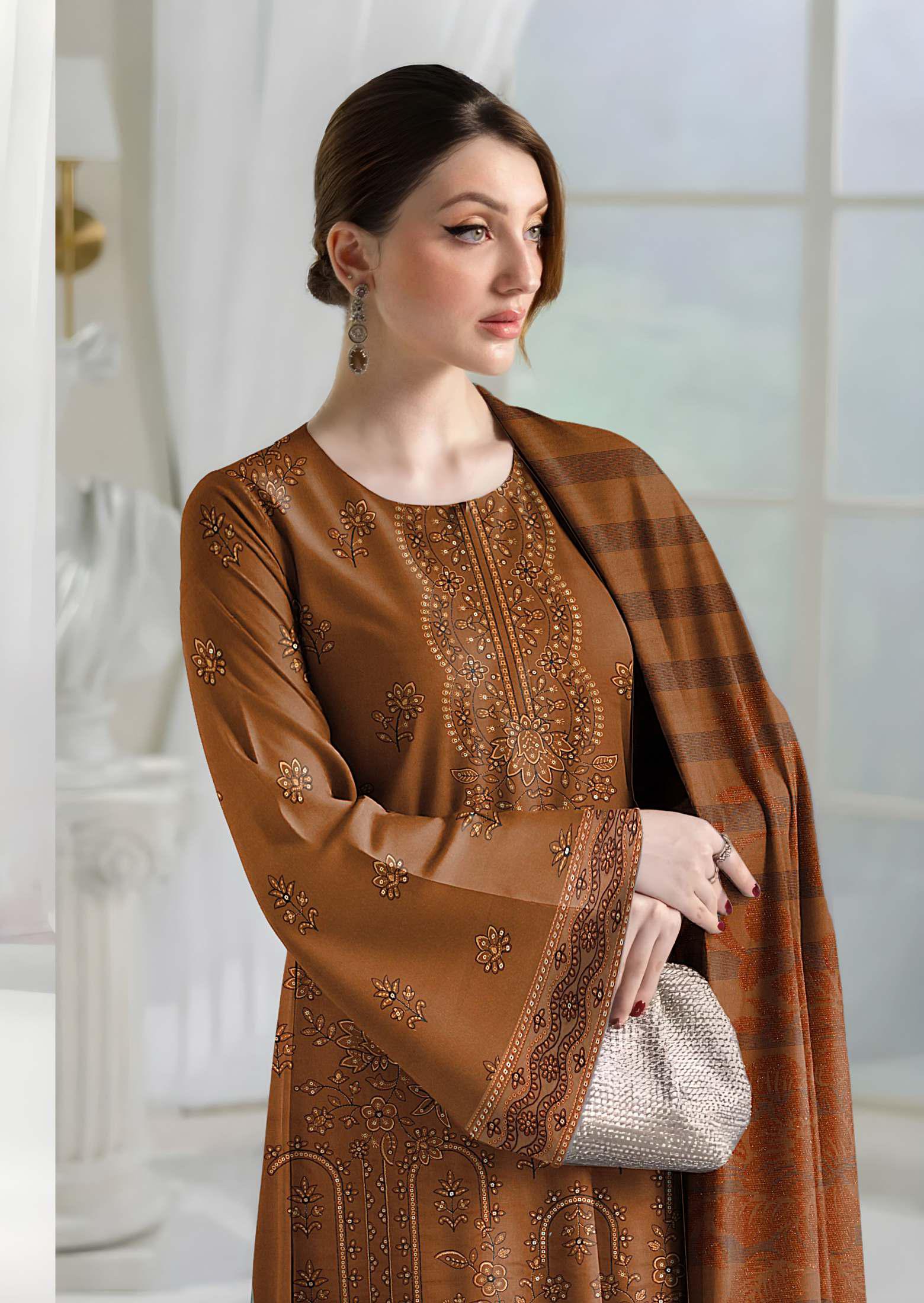 CHANDNI-3 Piece Fancy Dhanak Embroidered (Unstitched)