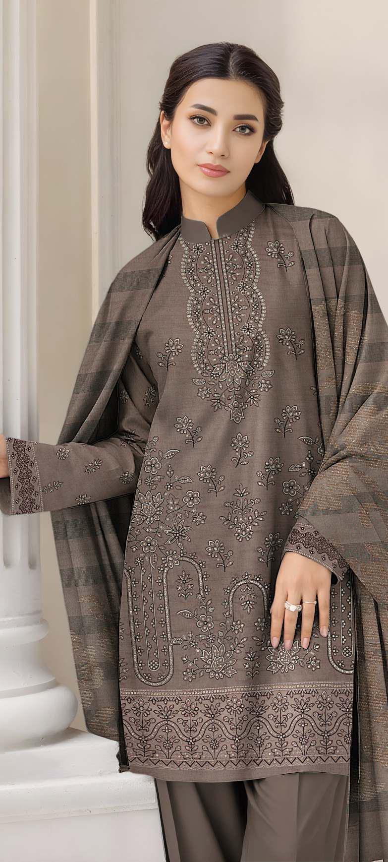 CHANDNI-3 Piece Fancy Dhanak Embroidered (Unstitched)