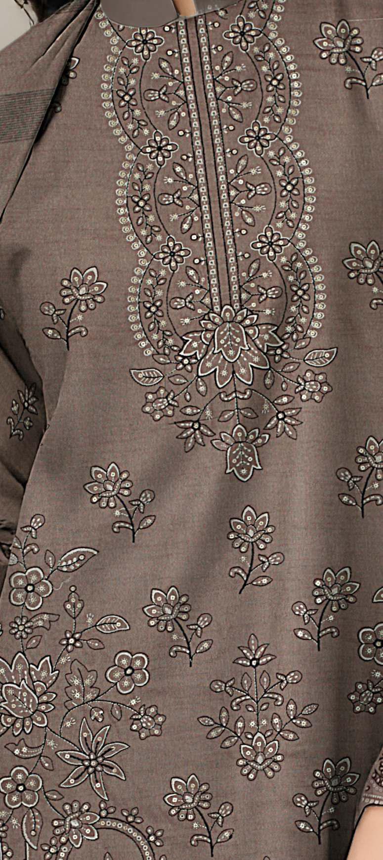 CHANDNI-3 Piece Fancy Dhanak Embroidered (Unstitched)