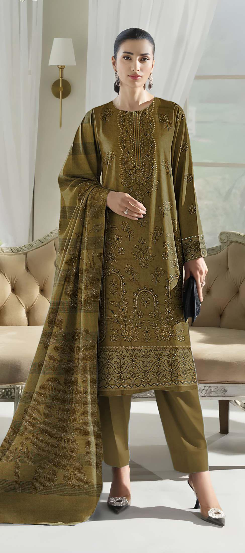 CHANDNI-3 Piece Fancy Dhanak Embroidered (Unstitched)