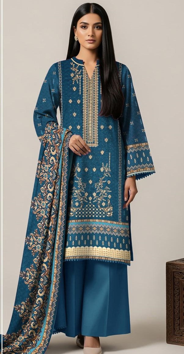 MARIA B-3 Piece Embroidered khaddar (Unstitched)