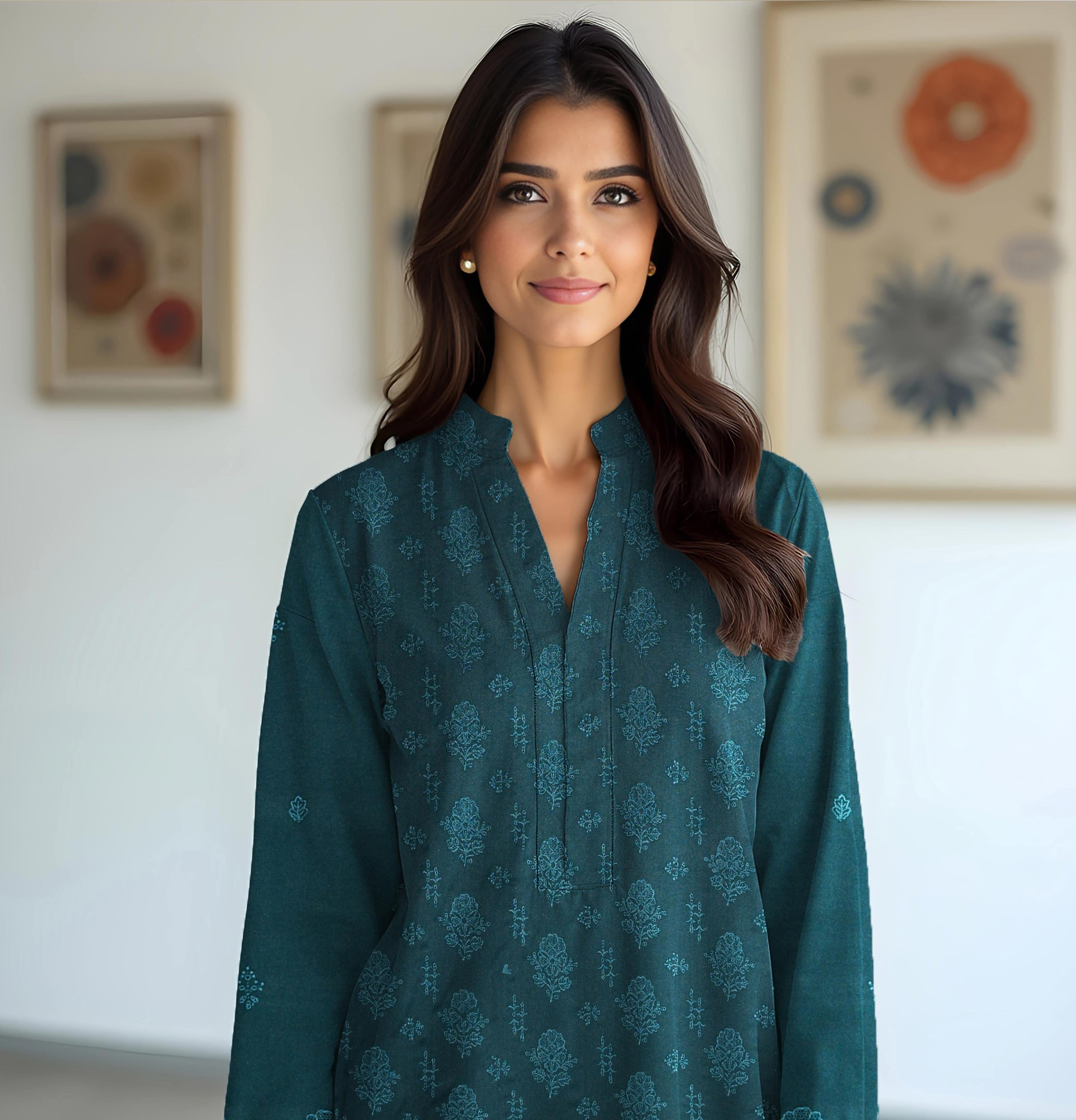 MAZRAN-3 Piece Dhanak Embroidered (Unstitched)