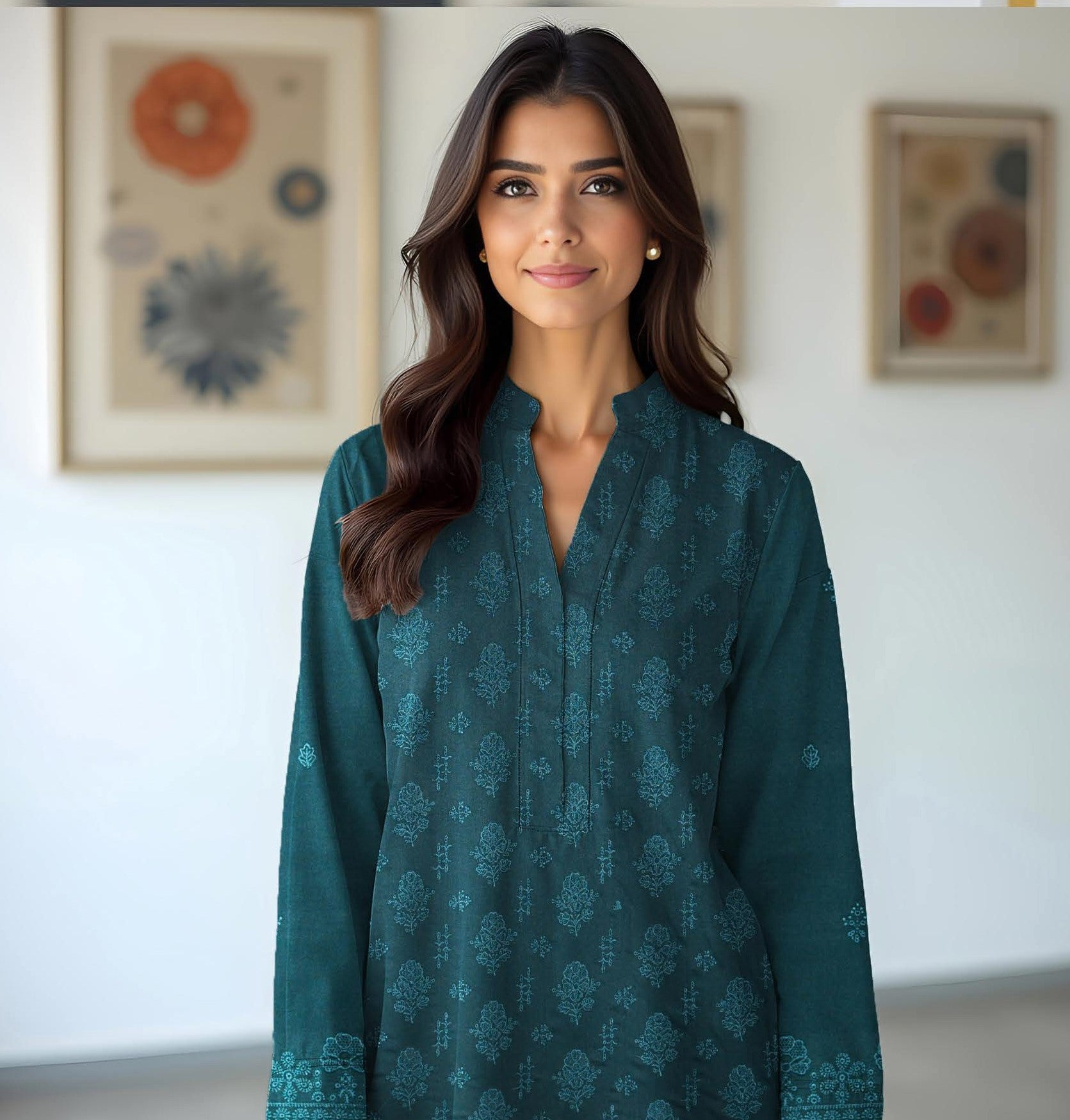 MAZRAN-3 Piece Dhanak Embroidered (Unstitched)
